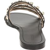 Guess - Slippers - Zwart - 4 Bandjes - Zilveren Steentjes