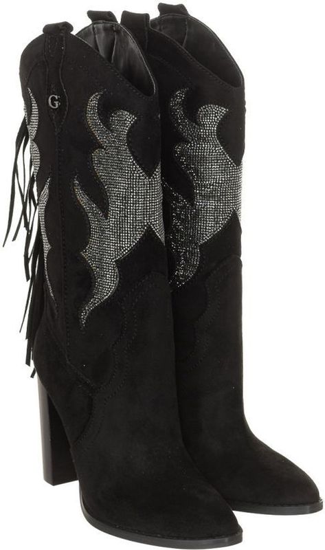 FLDAN3SUP11 - Laarzen - Zwart - Leer/Suède - Hak 7,5 cm