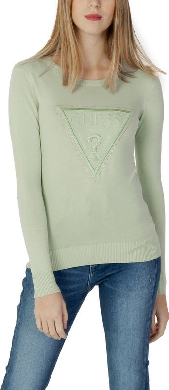 Guess - Pullover - Groen - Viscose Polyester Lycra - Ronde Hals Lange Mouwen