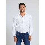 Guessvoor mannen. M1YH20W7ZK1 Overhemd Slim fit wit (XS), Casual, Katoen, Klassiek, Lange mouwen