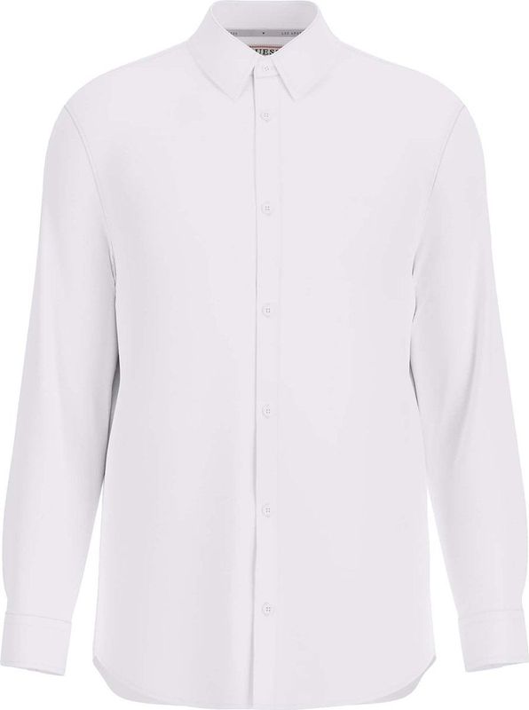 Guessvoor mannen. M1YH20W7ZK1 Overhemd Slim fit wit (XS), Casual, Katoen, Klassiek, Lange mouwen