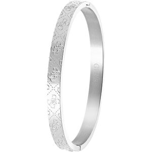 Guess Dames Guess stalen bangle armband 4G logo Staal Armband Stijlvol Zilverkleurig