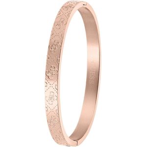 Guess Dames Guess stalen roseplated bangle armband 4G logo - Staal - Armband - Cadeau voor vrouwen - Stijlvol - Rosékleurig