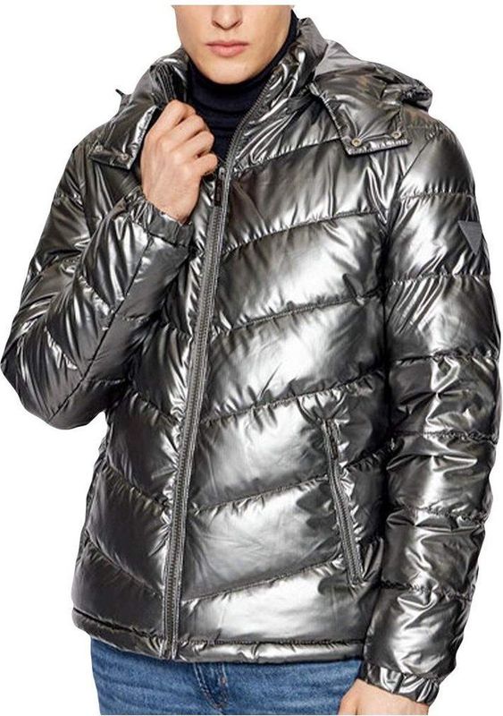 Guess - M1Bl 25 - Winterjas - Grijs - Klassieke Zilveren Herenjas