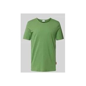 Shirt - Cesare - Effen - Jersey - Normale Pasvorm - Kwartmouw