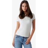 Guess - CN SS Logo Lace Tee - Sky High - Katoen - Slim Fit