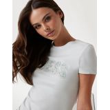 Guess - CN SS Logo Lace Tee - Sky High - Katoen - Slim Fit