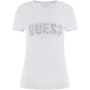 Guess - T-shirt - Ronde Hals - Zwart - Kant - Dames