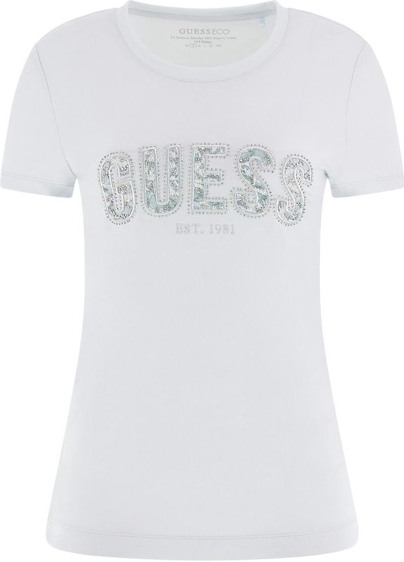 Guess - CN SS Logo Lace Tee - Sky High - Katoen - Slim Fit