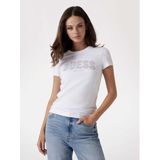 Guess - CN SS Logo Lace Tee - Pure White - Katoen