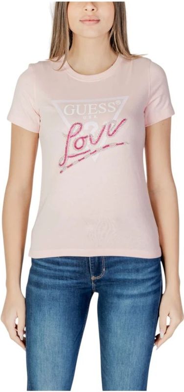 GUESS - Cn Love Triangle - T-shirt - Zwart - Katoen