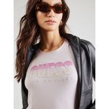 Guess - Glitter Degrade Logo T-shirt - Roze - Katoen