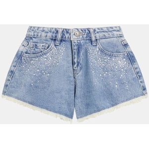 Spijkershort - Denim - Blauw - Hoge Taille - Detail met Strass