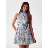 A-lijn Jurk - Lichtgroen - Chiffon - Bloemenprint met Borduursel