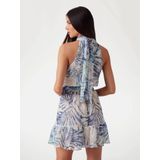 A-lijn Jurk - Lichtgroen - Chiffon - Bloemenprint met Borduursel