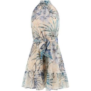 A-lijn Jurk - Lichtgroen - Chiffon - Bloemenprint met Borduursel