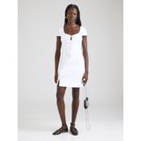 Mini-jurk - Linnenmix - Hartvormige Halslijn - Korte Mouwen - Nauwsluitend Silhouet