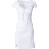 Mini-jurk - Linnenmix - Hartvormige Halslijn - Korte Mouwen - Nauwsluitend Silhouet