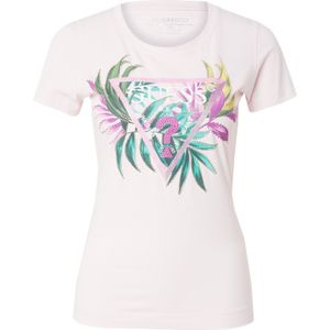 T-shirt - Roze en Wit - Stretchkatoenjersey - Slim Fit