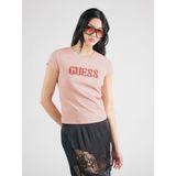 Guess - Dames T-Shirt - Roze - Katoen - Ronde Hals