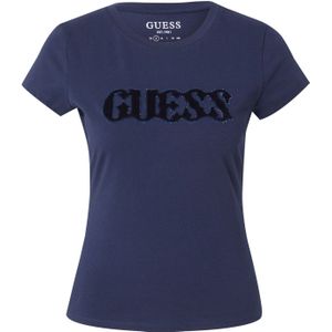 Guess - T-shirt - Blauw - Katoen/Elastaan - Regular Fit