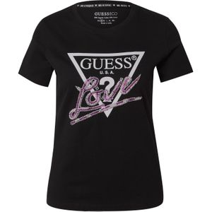 GUESS - Cn Love Triangle - T-shirt - Zwart - Katoen