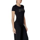 Guess - CN SS Logo Tee - Jet Black - Katoen - Slim Fit