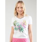 Guess - T-shirt - Wit - Katoen - Korte Mouwen, Bloemenpatroon