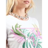 Guess - T-shirt - Wit - Katoen - Korte Mouwen, Bloemenpatroon