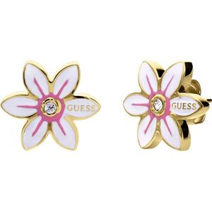 Guess Dames Guess stalen goldplated oorknoppen WHITE LOTUS - Oorbellen - Staal - Goudkleurig
