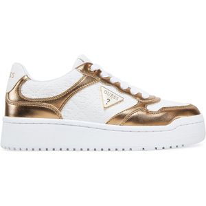 Guess - Miram6 - Sneakers - Wit/Bruin - Kunstleer