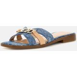 Realla - Sandaal - Denim - Gemengd Leer - Vierkante Punt - Hakhoogte 1,9 cm