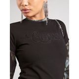 Guess - T-shirt - Zwart - Katoen/Elastaan