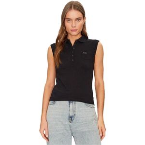 Guess - Moderne Klassieke Katoenmix Polo - Zwart - Dames