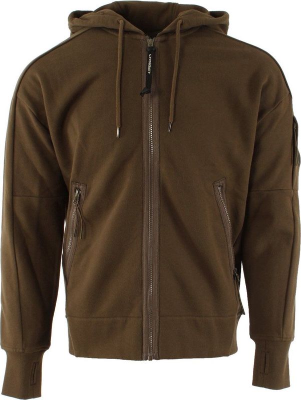 C.p. Company - Diagonal Raised Fleece Zip-Through Vest - Bruin - 100% Katoen