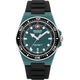 Swiss Military by Chrono Heren analoog Zwitsers quartz horloge met siliconen armband SMWGN0001185, zwart/groen, armband, Zwart/Groen, Armband