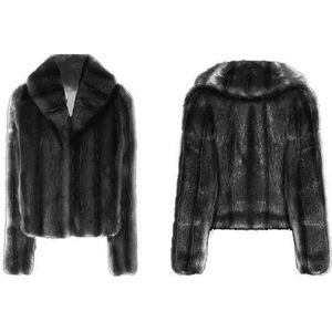 Jas - Crème en Zwart - Synthetisch Bont - Ecobont - Lange Mouw - Regular Fit