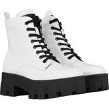 Guess - Vesna Stivaletto Bootie - Wit - Kunstleer - Veterboots met Plateauzool