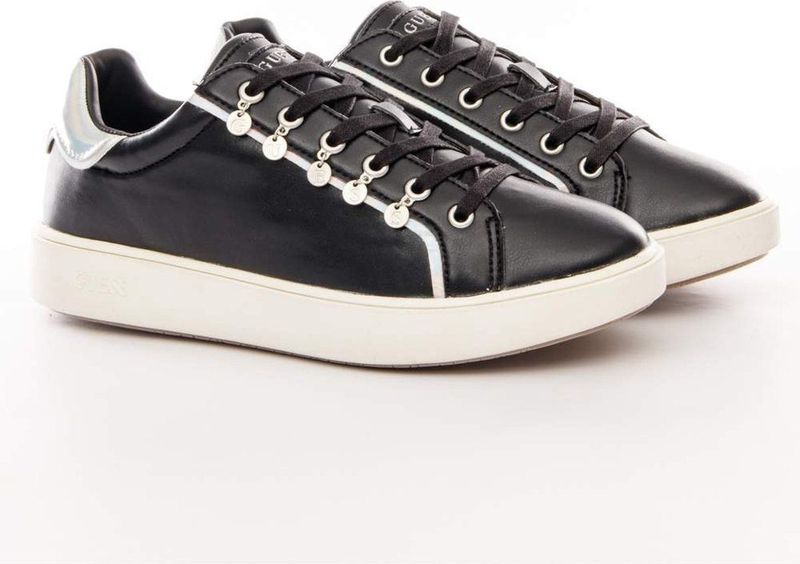 Guess - Sneakers - Kunstleer - Zwart - Vetersluiting - Mini Logo