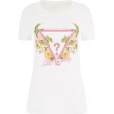 Guess  SS CN TRIANGLE FLOWERS TEE  Shirts  dames Wit