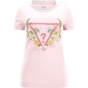 Guess - Triangle Flower - T-shirt - Katoenmix - Ronde Hals - Korte Mouwen