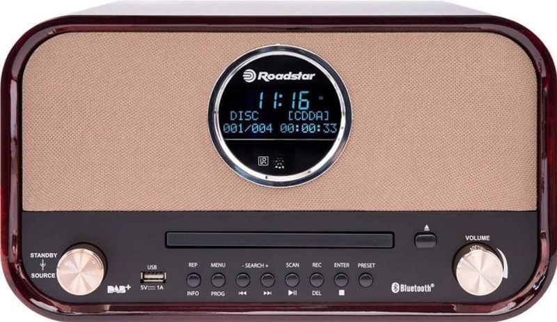 Roadstar HRA-1782D Retro Radio met Bluetoot - DAB+ en CD Speler - Bruin
