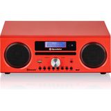 Roadstar HRA-9D+BT digitale radio met CD-speler en Bluetooth. Opnamefunctie. (DAB, DAB+, FM, RDS, USB, 75 Ohm antenne-aansluiting), max 240 Watt muziekvermogen, rood gelakt