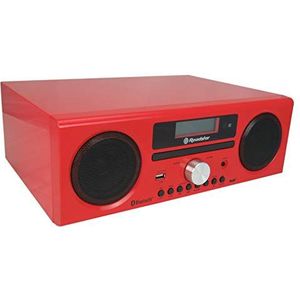 Roadstar HRA-9D+BT digitale radio met CD-speler en Bluetooth. Opnamefunctie. (DAB, DAB+, FM, RDS, USB, 75 Ohm antenne-aansluiting), max 240 Watt muziekvermogen, rood gelakt