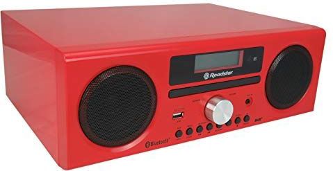 Roadstar HRA-9D+BT digitale radio met CD-speler en Bluetooth. Opnamefunctie. (DAB, DAB+, FM, RDS, USB, 75 Ohm antenne-aansluiting), max 240 Watt muziekvermogen, rood gelakt