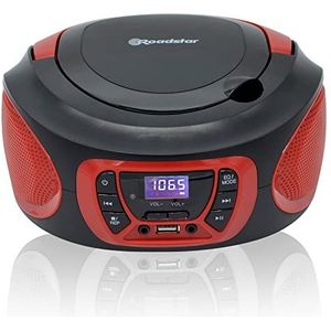 Roadstar Draagbare radio stereo FM + CD - MP3-speler en USB-ingang rood