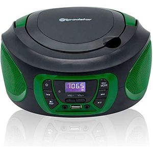 Draagbare stereo-radio FM + CD, MP3-speler en USB-ingang, groen