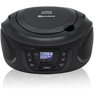 Roadstar CDR-375D+/BK Radio CD-speler, draagbaar, DAB/DAB+/FM, MP3-CD-speler, CD-R, CD-RW, USB-poort, stereo, afstandsbediening, AUX-IN, hoofdtelefoonuitgang, zwart