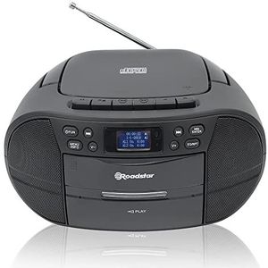 Roadstar RCR-779 D+/BK Draagbare CD-MP3-speler Radio DAB/DAB+/FM, cassette, USB, afstandsbediening, AUX-IN, hoofdtelefoonuitgang, zwart