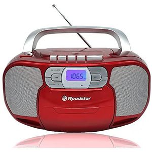 Roadstar RCR-4635UMP - Draagbare CD-Radio Cassette - Rood - Digitale PLL FM-radio - Boombox CD-MP3-speler